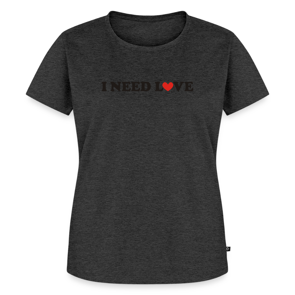 Premium T-Shirt "Need Love" - Anthrazit meliert