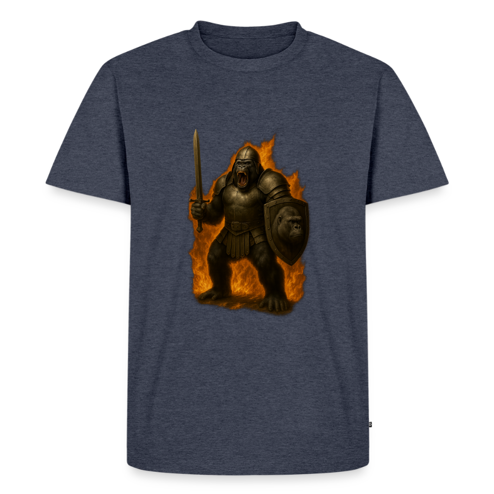 Premium T-Shirt "Gorilla in Flammen" - Jeansblau 