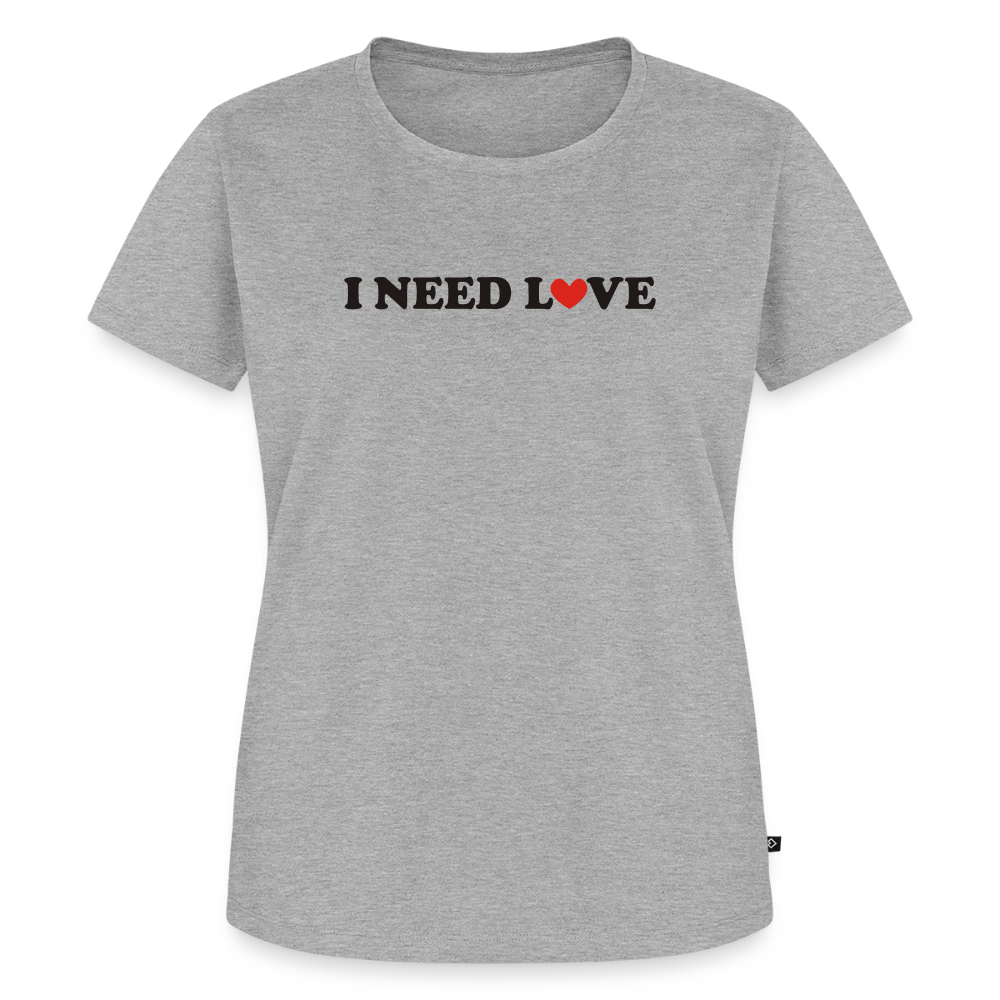 Premium T-Shirt "Need Love" - Grau meliert