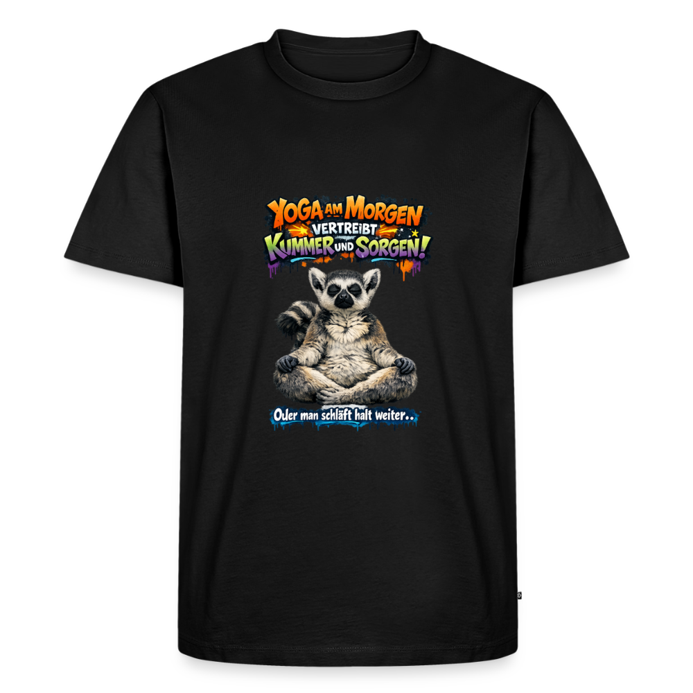 Premium T-Shirt "Yoga am Morgen" - Schwarz