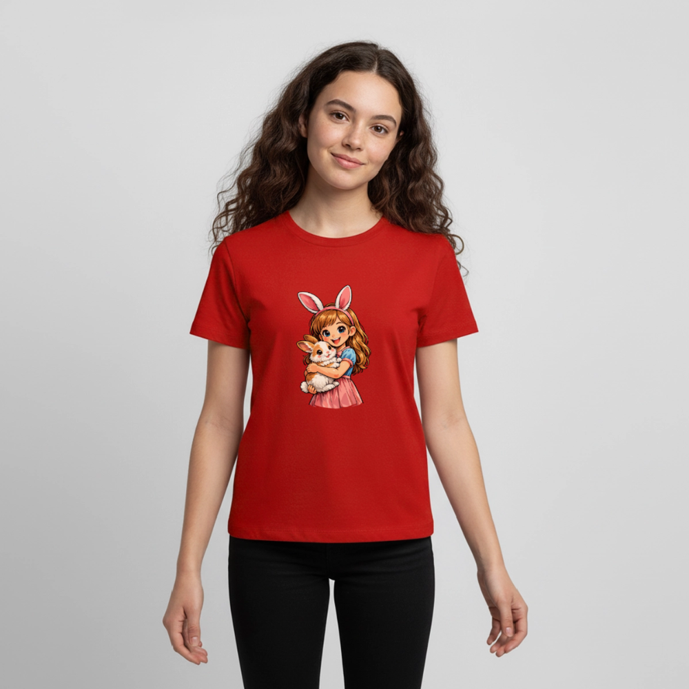 Teenager Premium T-Shirt "Mädchen mit Hase" - Rot