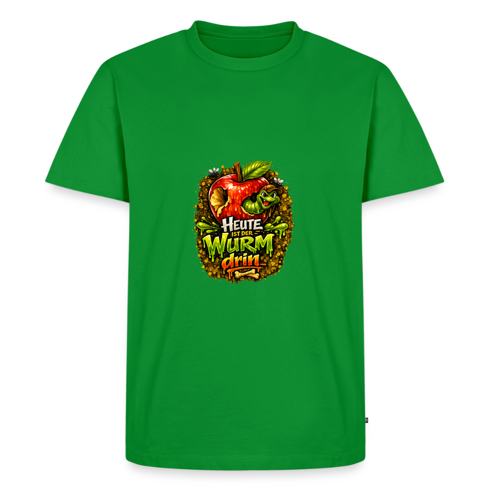 Premium T-Shirt "Heute ist der Wurm drin" - Grün