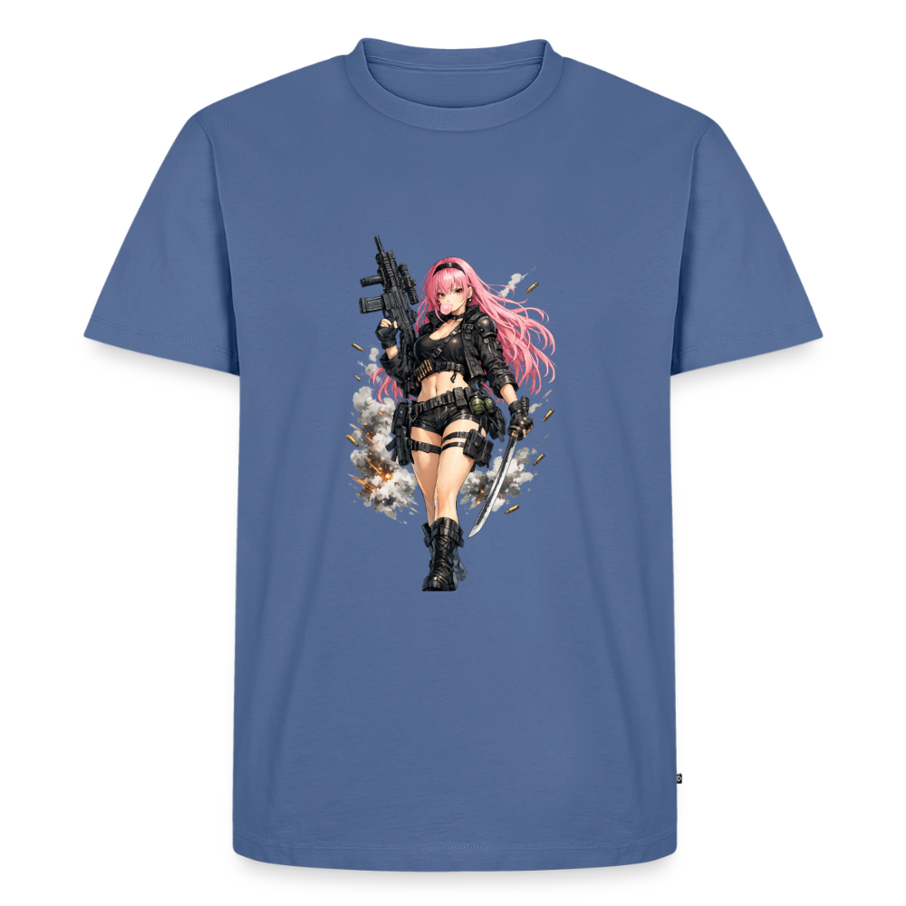 Premium T-Shirt "Anime Lady" - Taubenblau