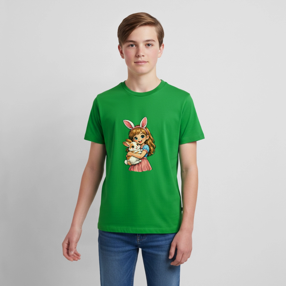 Teenager Premium T-Shirt "Mädchen mit Hase" - Grün