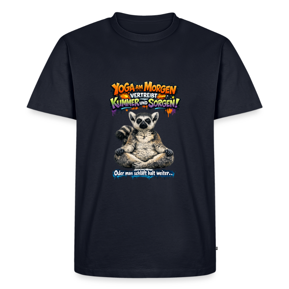 Premium T-Shirt "Yoga am Morgen" - Navy