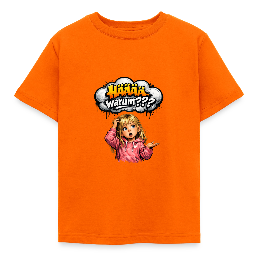 Kinder T-Shirt "Hääää warum" - Orange