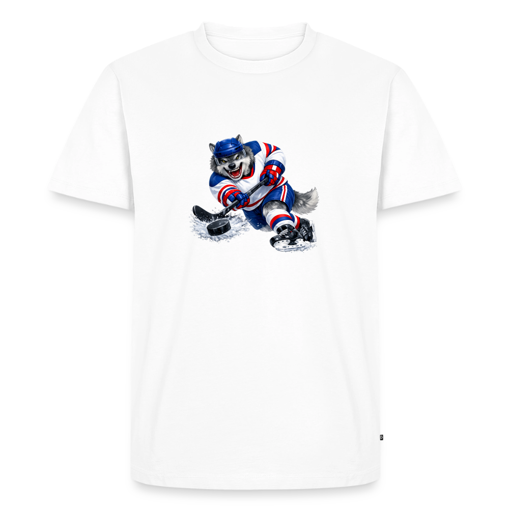 Premium T-Shirt "Hockey Wolf" - Weiß
