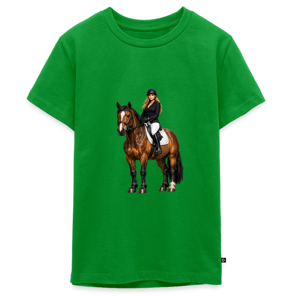 Premium T-Shirt "Frau auf Pferd" - Grün