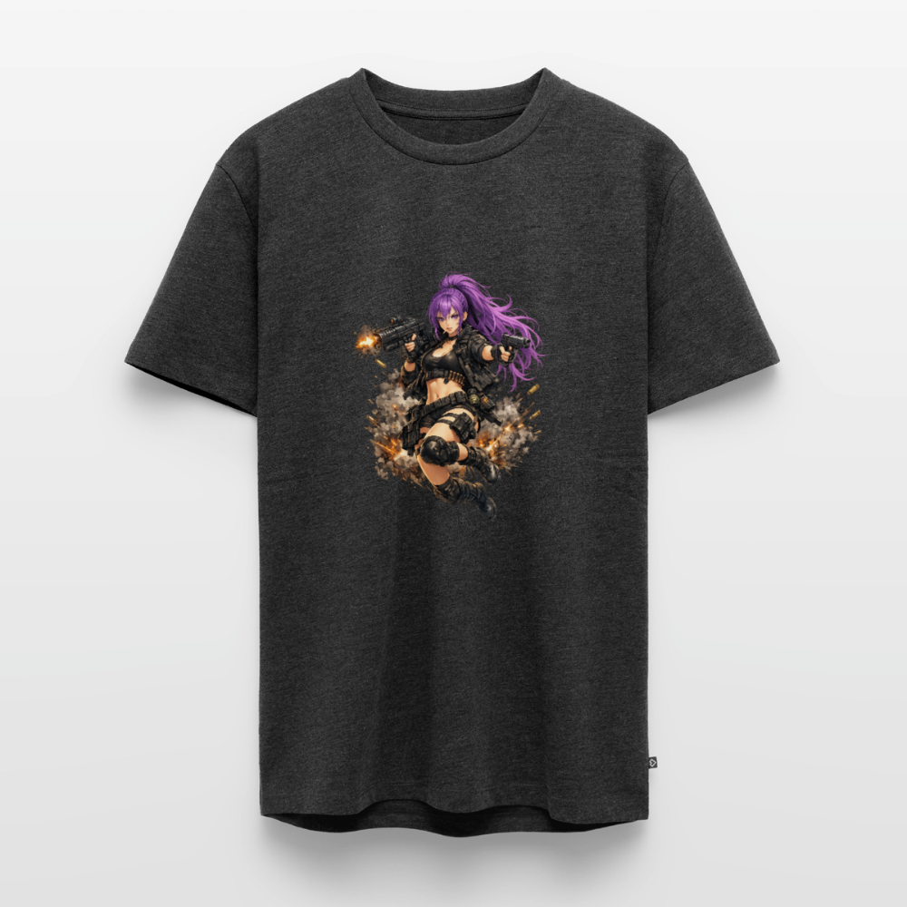 Männer Premium T-Shirt "Purple Lady" - Anthrazit meliert