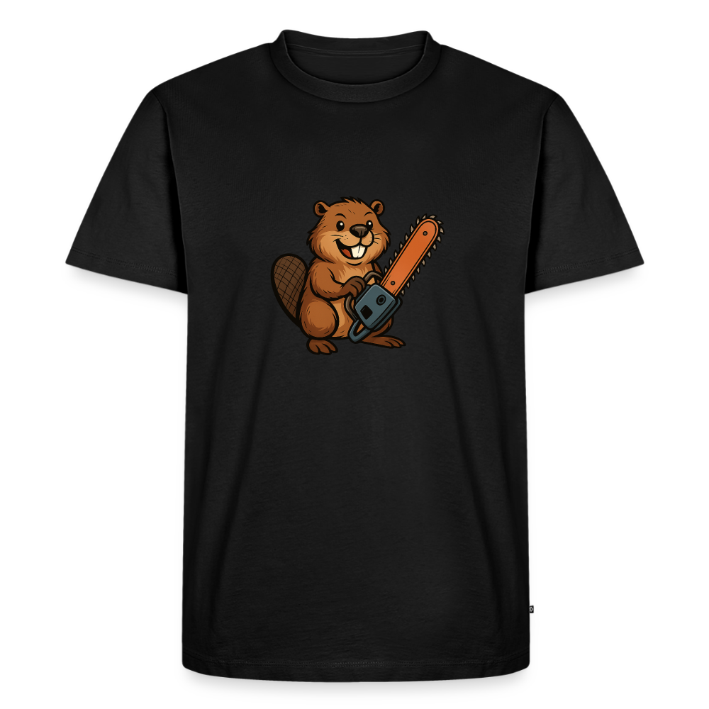 Premium T-Shirt "Bibersäge" - Schwarz