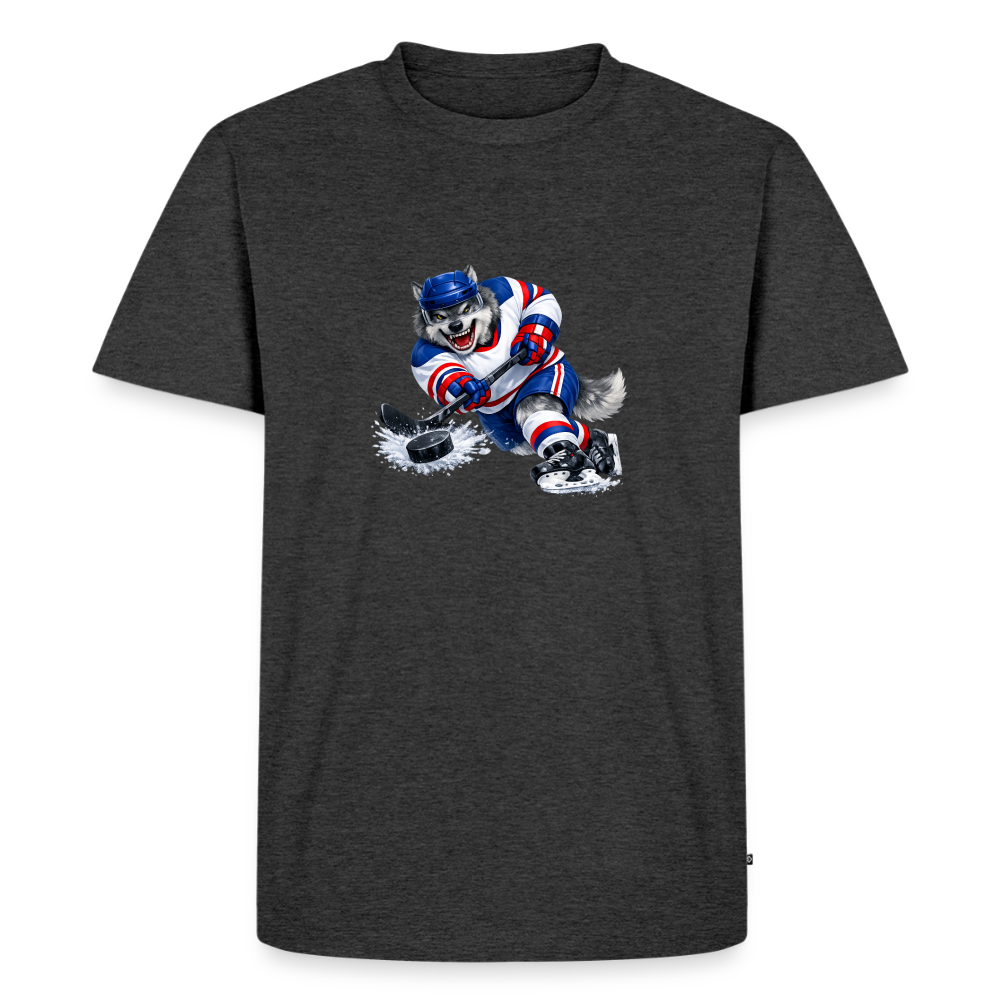Premium T-Shirt "Hockey Wolf" - Anthrazit meliert