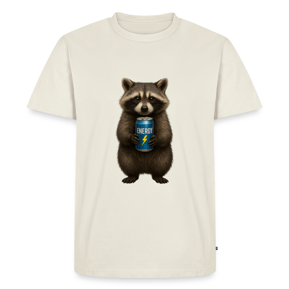 Premium T-Shirt "Energy Waschbär" - Naturweiß