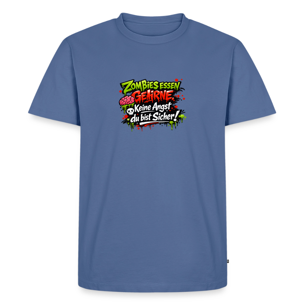Premium T-Shirt "Zombies essen..." - Taubenblau