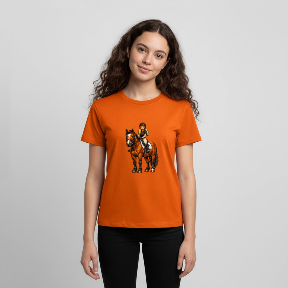 Premium T-Shirt "Mädchen auf Pferd" - Orange 