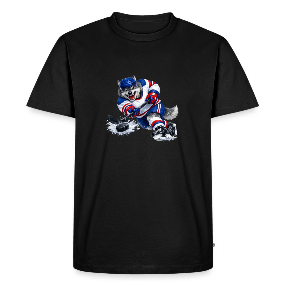 Premium T-Shirt "Hockey Wolf" - Schwarz