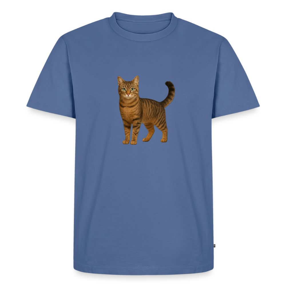 Premium T-Shirt "Katze" - Taubenblau