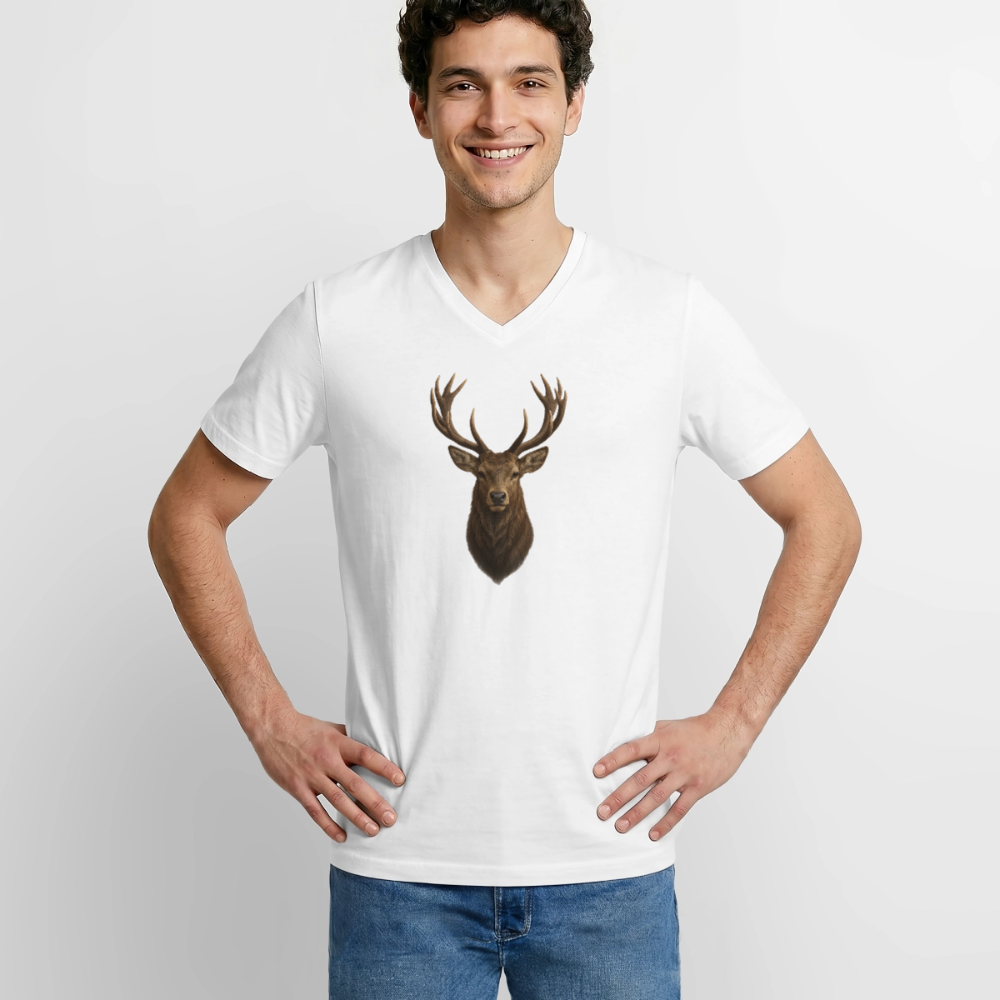 Männer V-Shirt "Hirsch" - Weiß