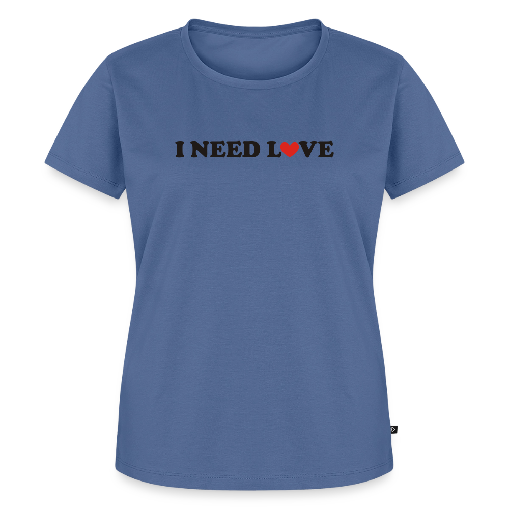 Premium T-Shirt "Need Love" - Taubenblau