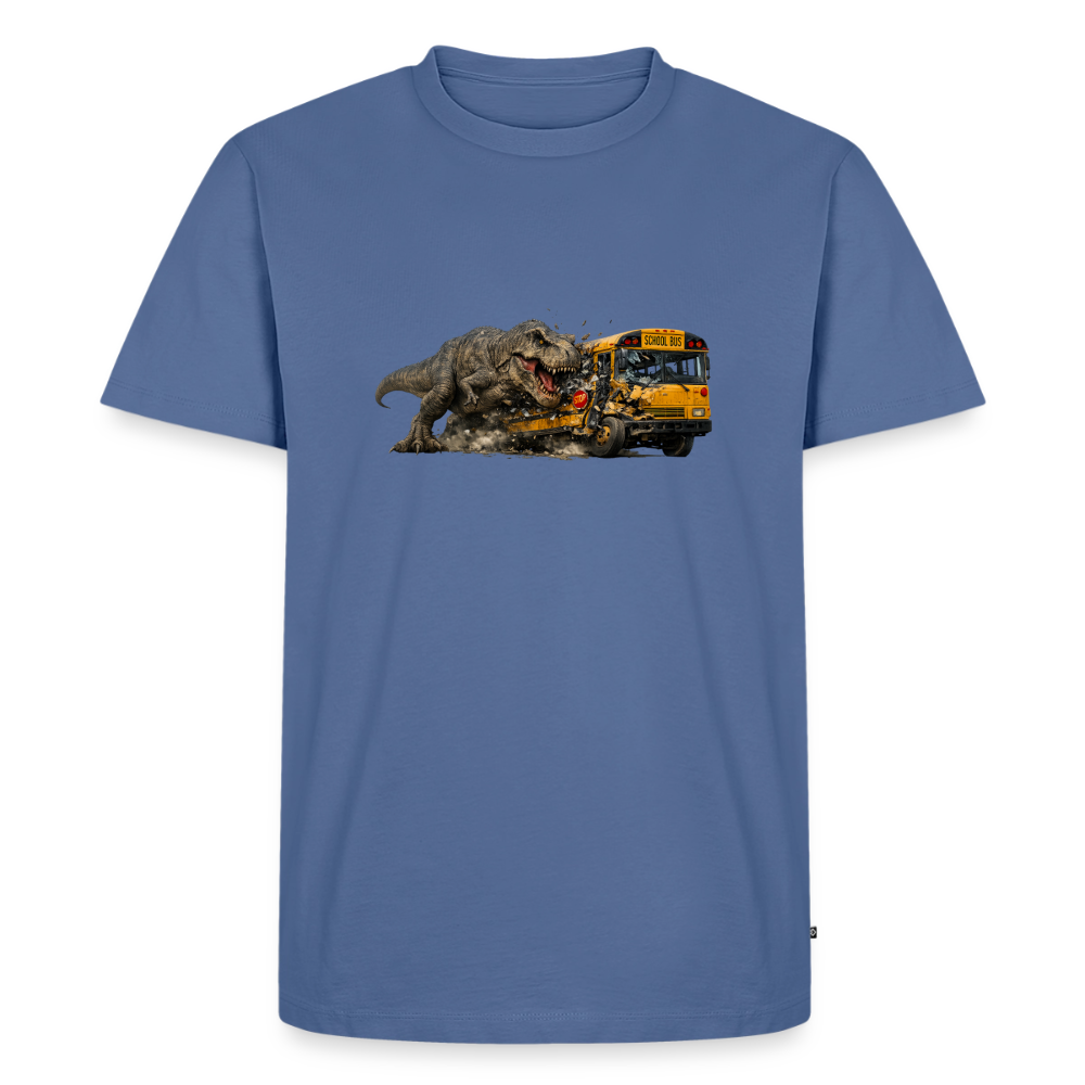 Premium T-Shirt "T-Rex Crash" - Taubenblau