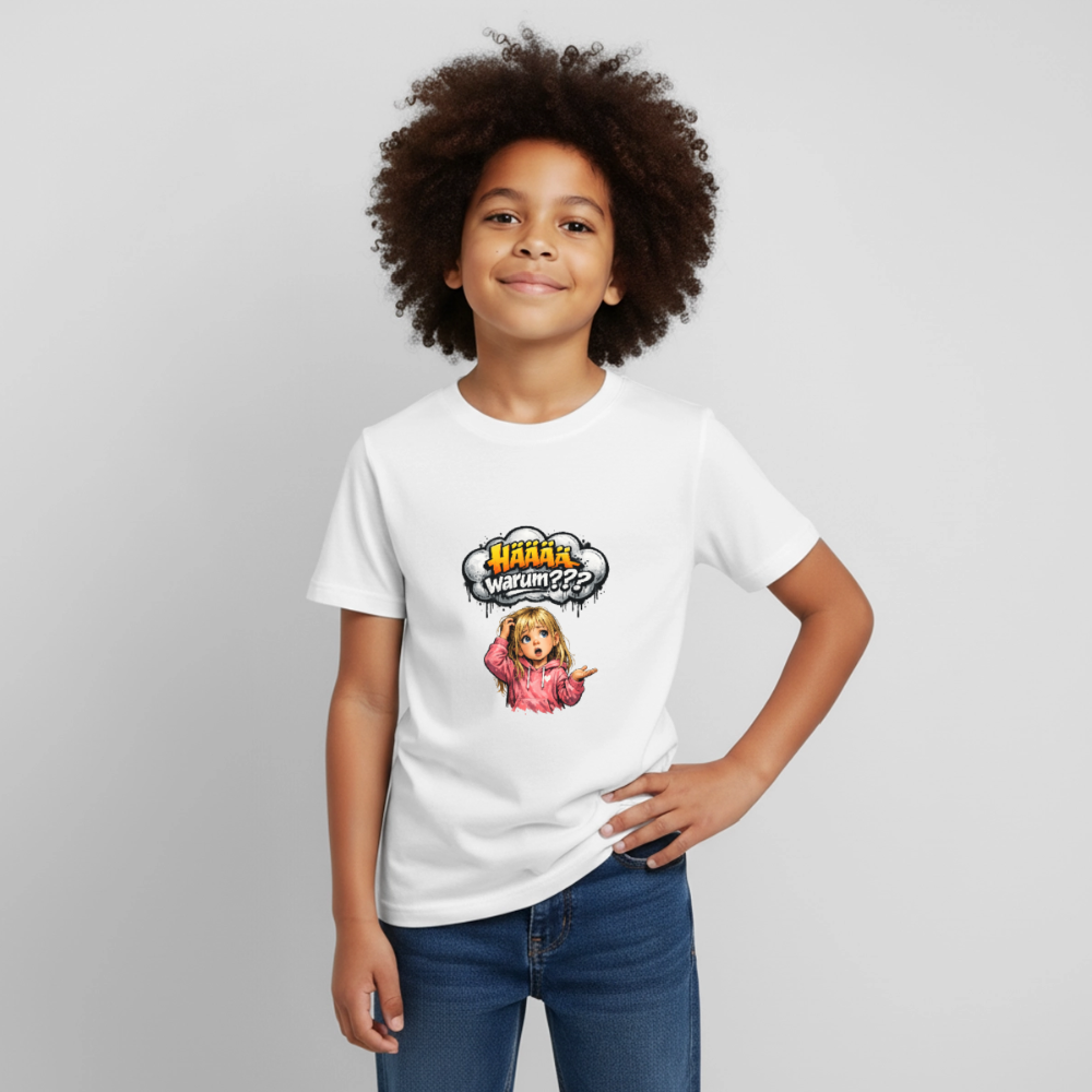 Kinder T-Shirt "Hääää warum" - Weiß