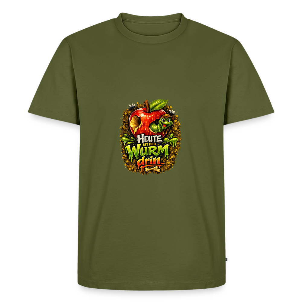 Premium T-Shirt "Heute ist der Wurm drin" - Khaki