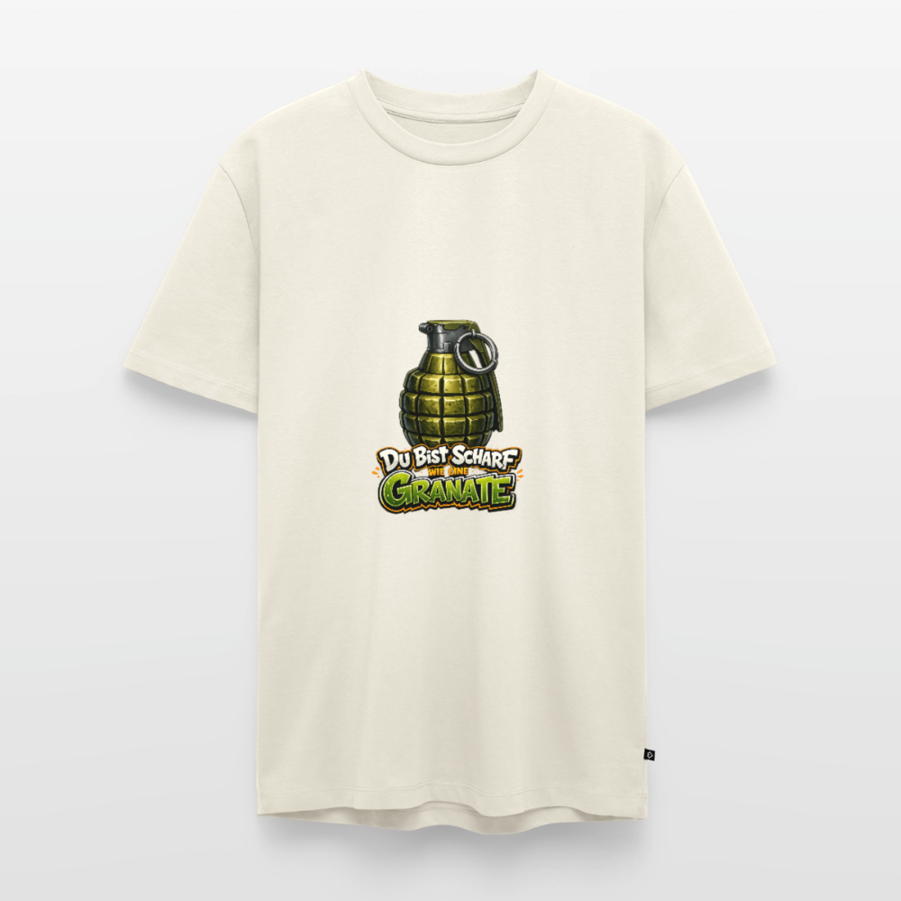 Männer Premium T-Shirt "Scharf wie eine Granate" - Naturweiß