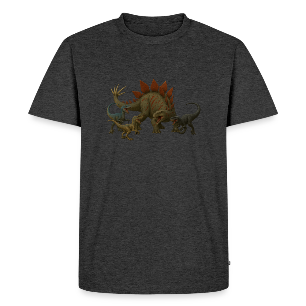 Premium T-Shirt "Stego vs Raptoren" - Anthrazit meliert