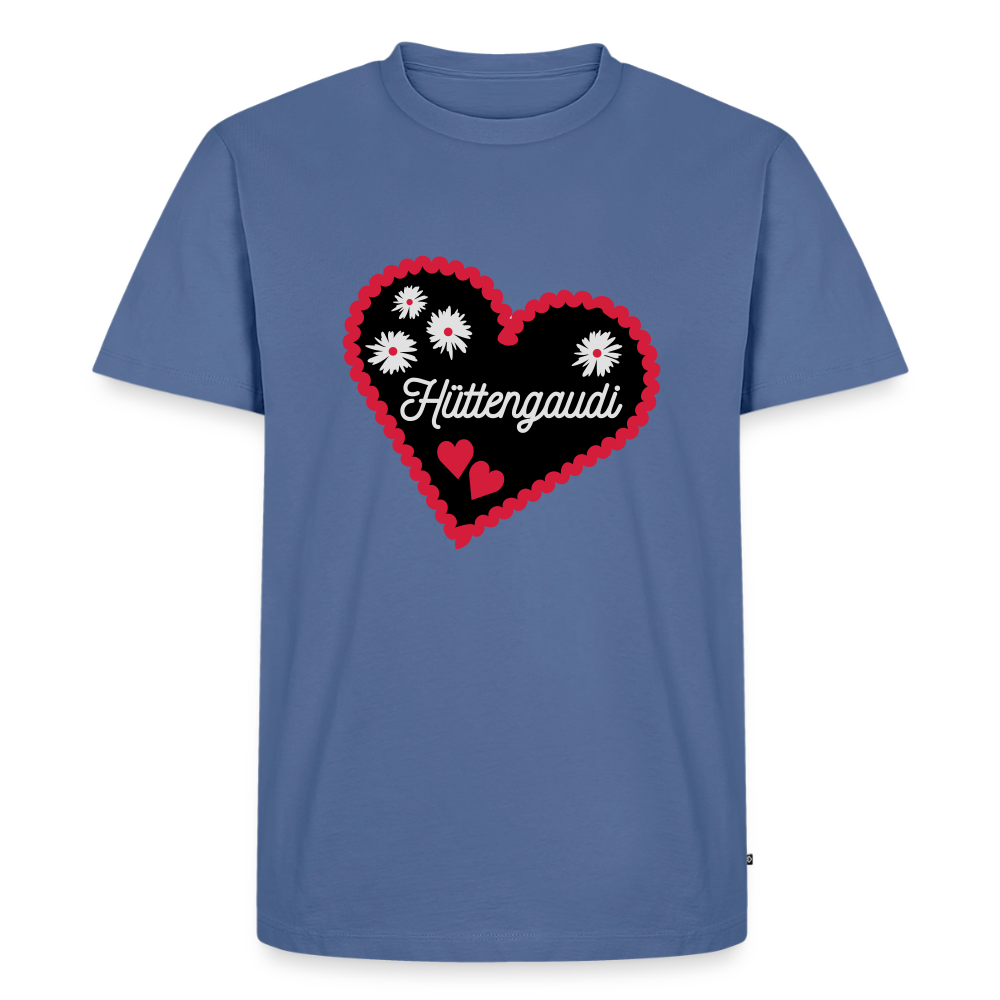 Premium T-Shirt "Hüttengaudi" - Taubenblau