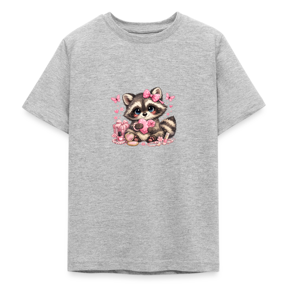 Teenager T-Shirt "Waschbär" - Grau meliert