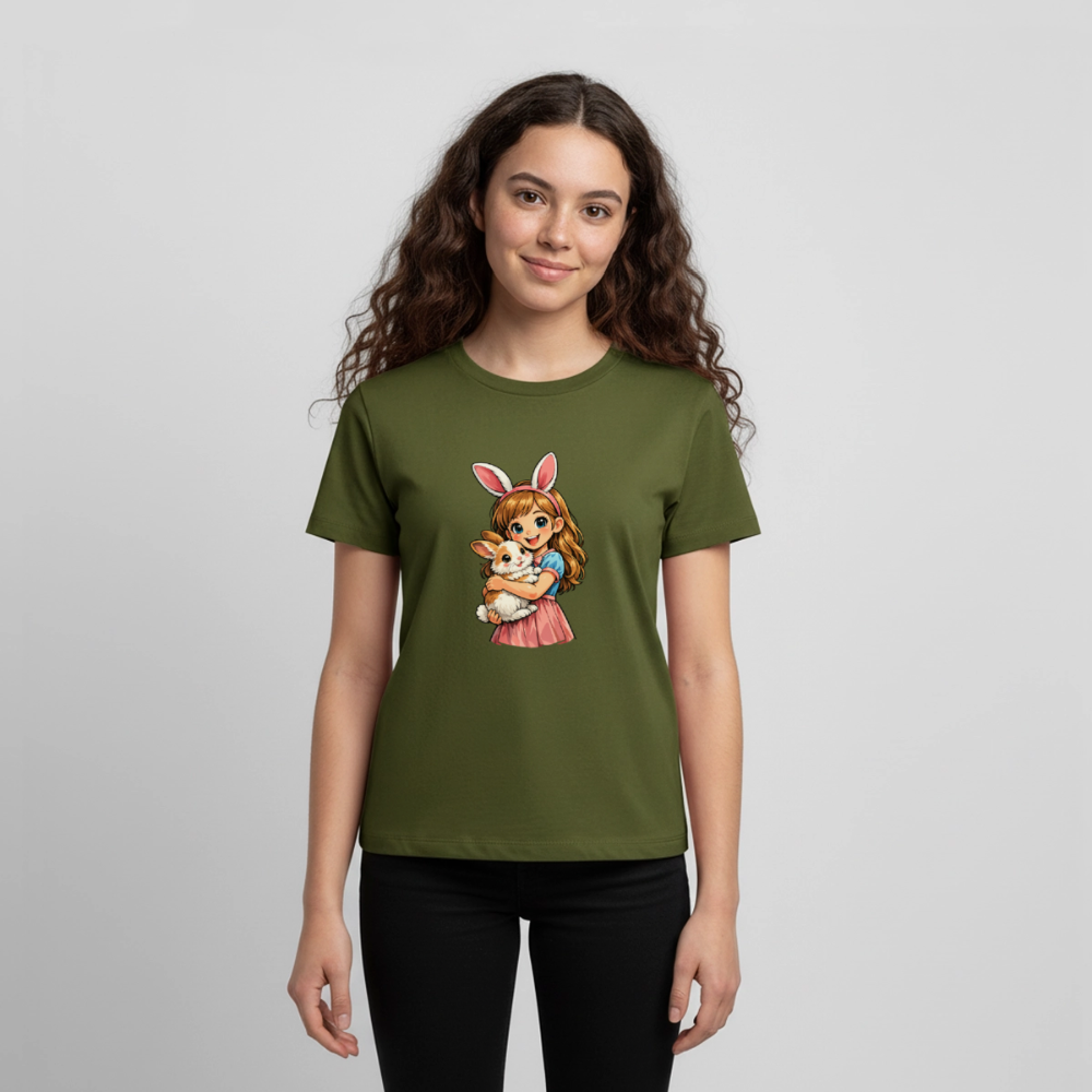 Teenager Premium T-Shirt "Mädchen mit Hase" - Khaki