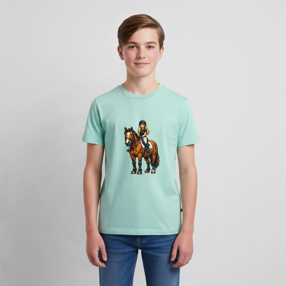 Premium T-Shirt "Mädchen auf Pferd" - Mint 