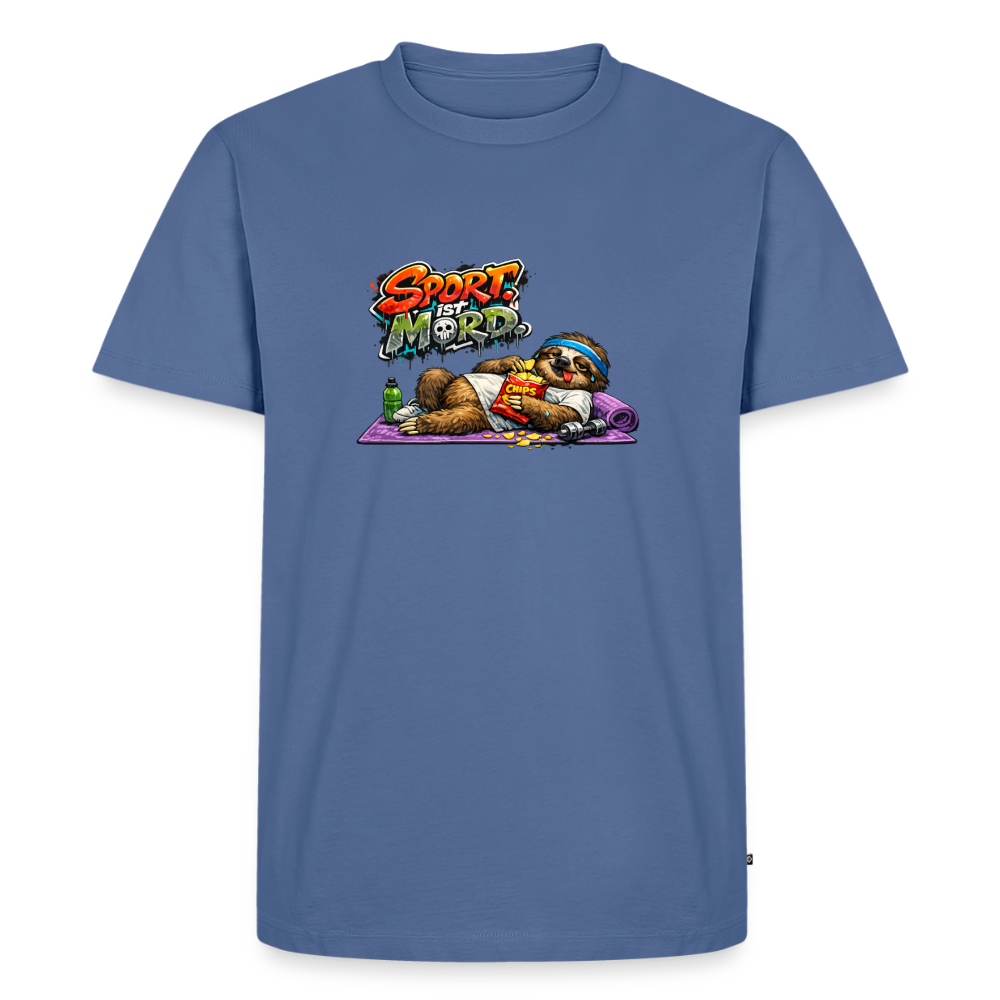 Premium T-Shirt "Sport ist Mord" - Taubenblau