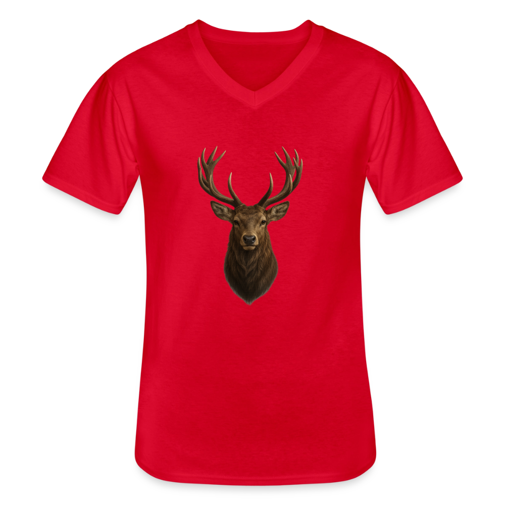 Männer V-Shirt "Hirsch" - Rot
