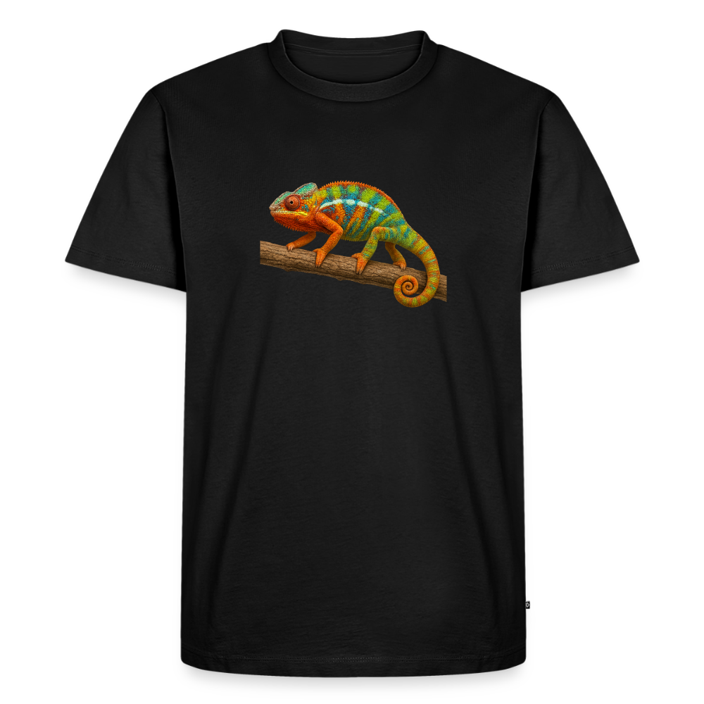 Premium T-Shirt "Cameleon auf Ast" - Schwarz