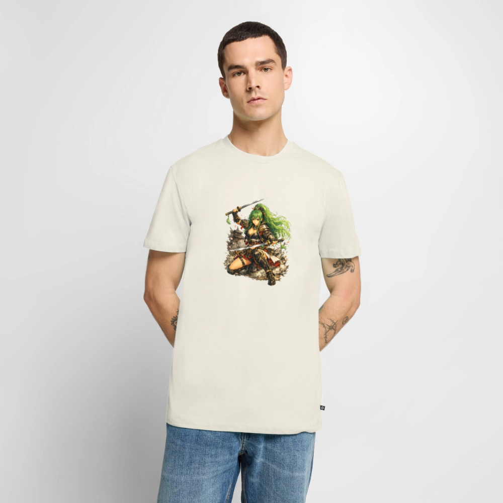 Premium T-Shirt "Anime Green Lady" - Naturweiß