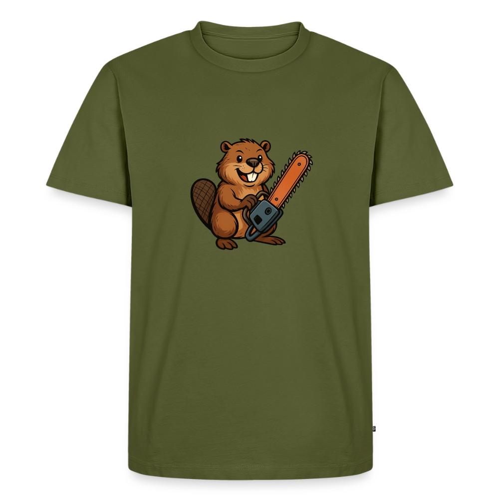 Premium T-Shirt "Bibersäge" - Khaki