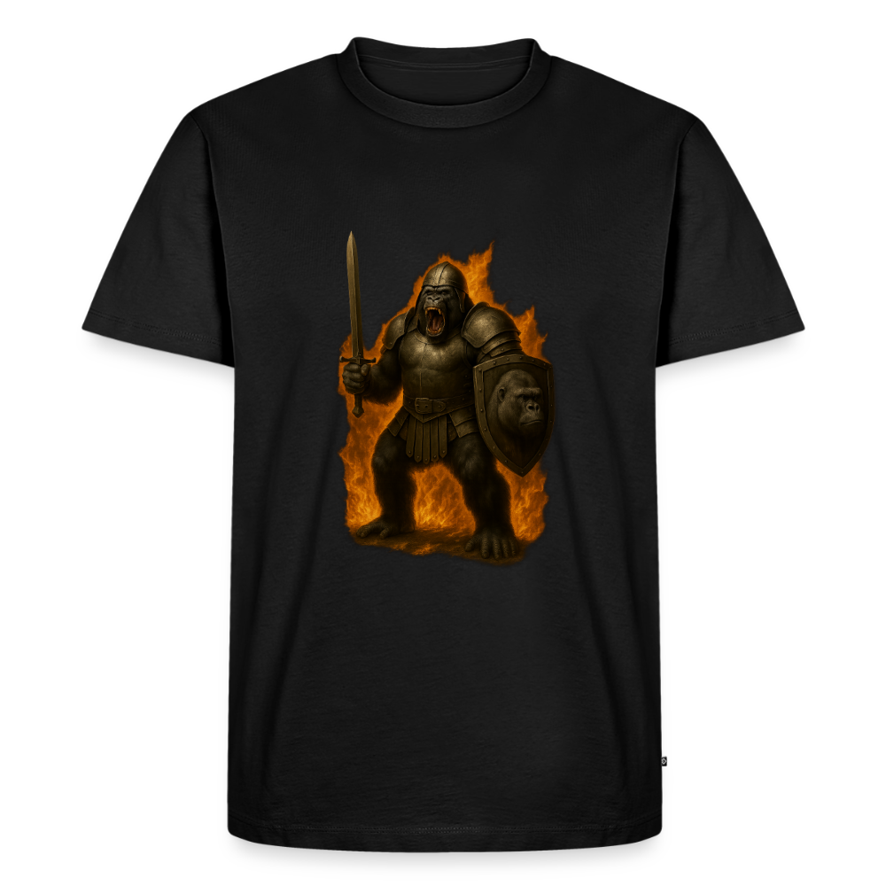 Premium T-Shirt "Gorilla in Flammen" - Schwarz