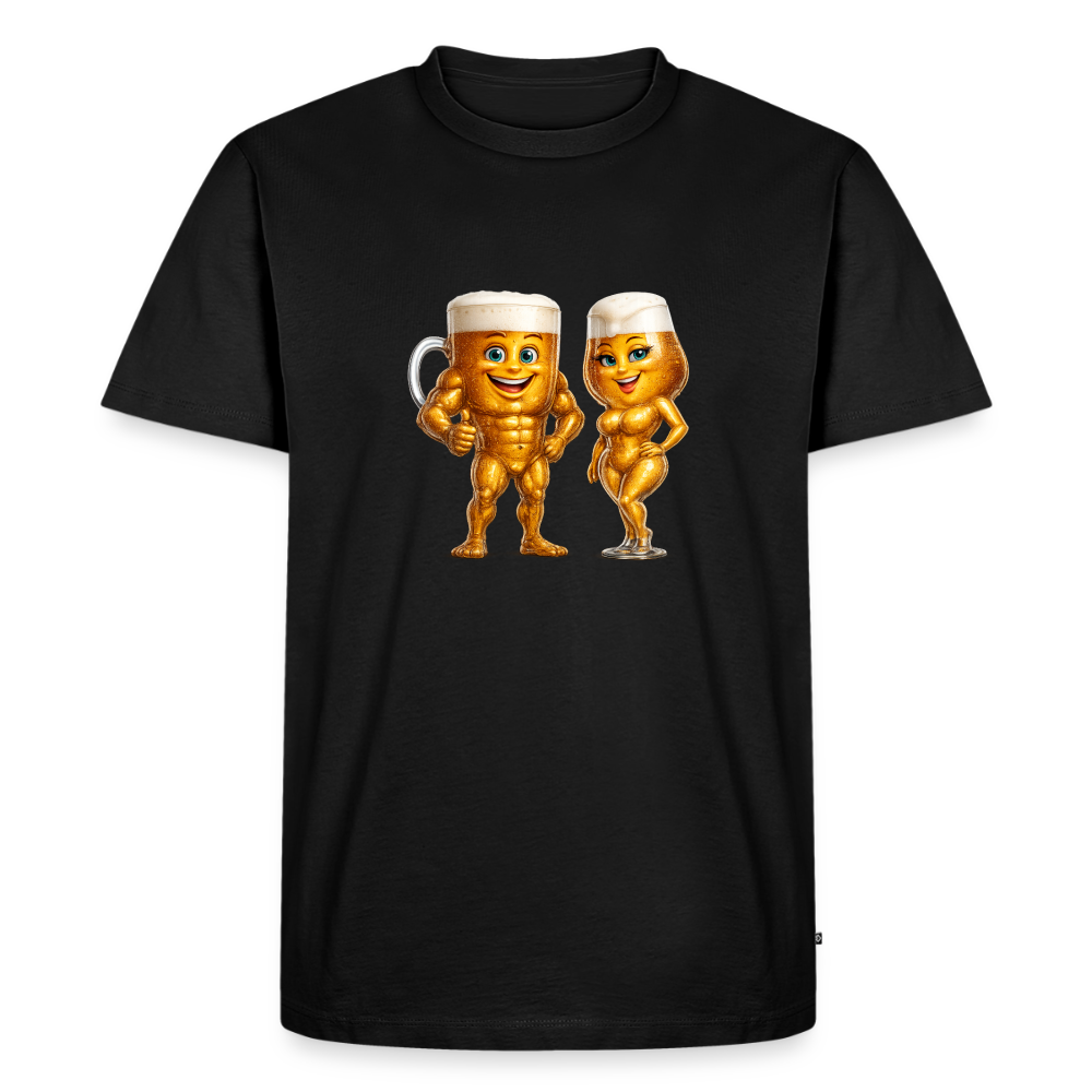 Premium T-Shirt "Bierpärchen" - Schwarz
