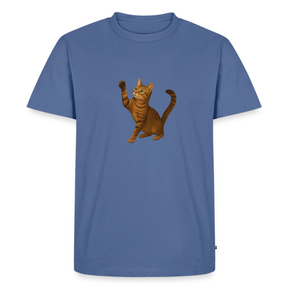 Premium T-Shirt "Katze" - Taubenblau