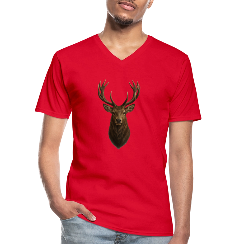 Männer V-Shirt "Hirsch" - Rot