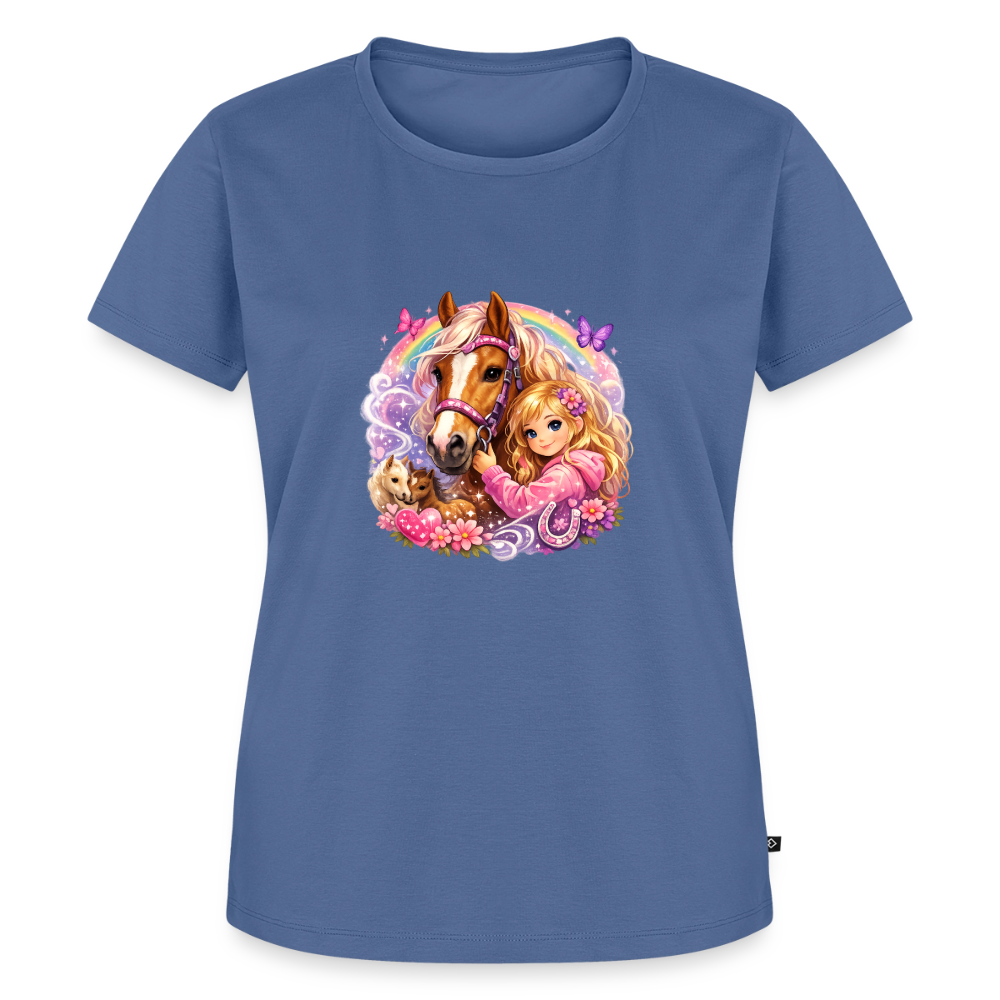 Premium T-Shirt "Pferd" - Taubenblau