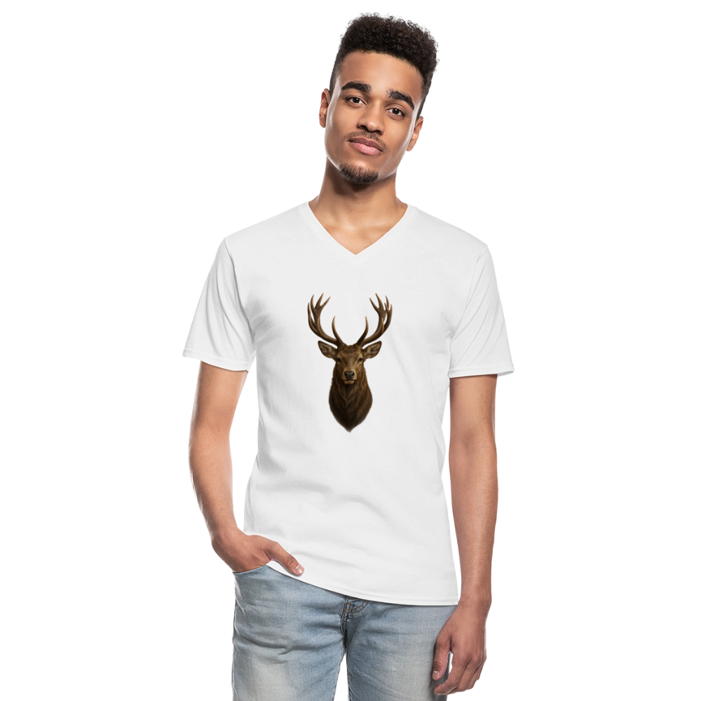Männer V-Shirt "Hirsch" - Weiß