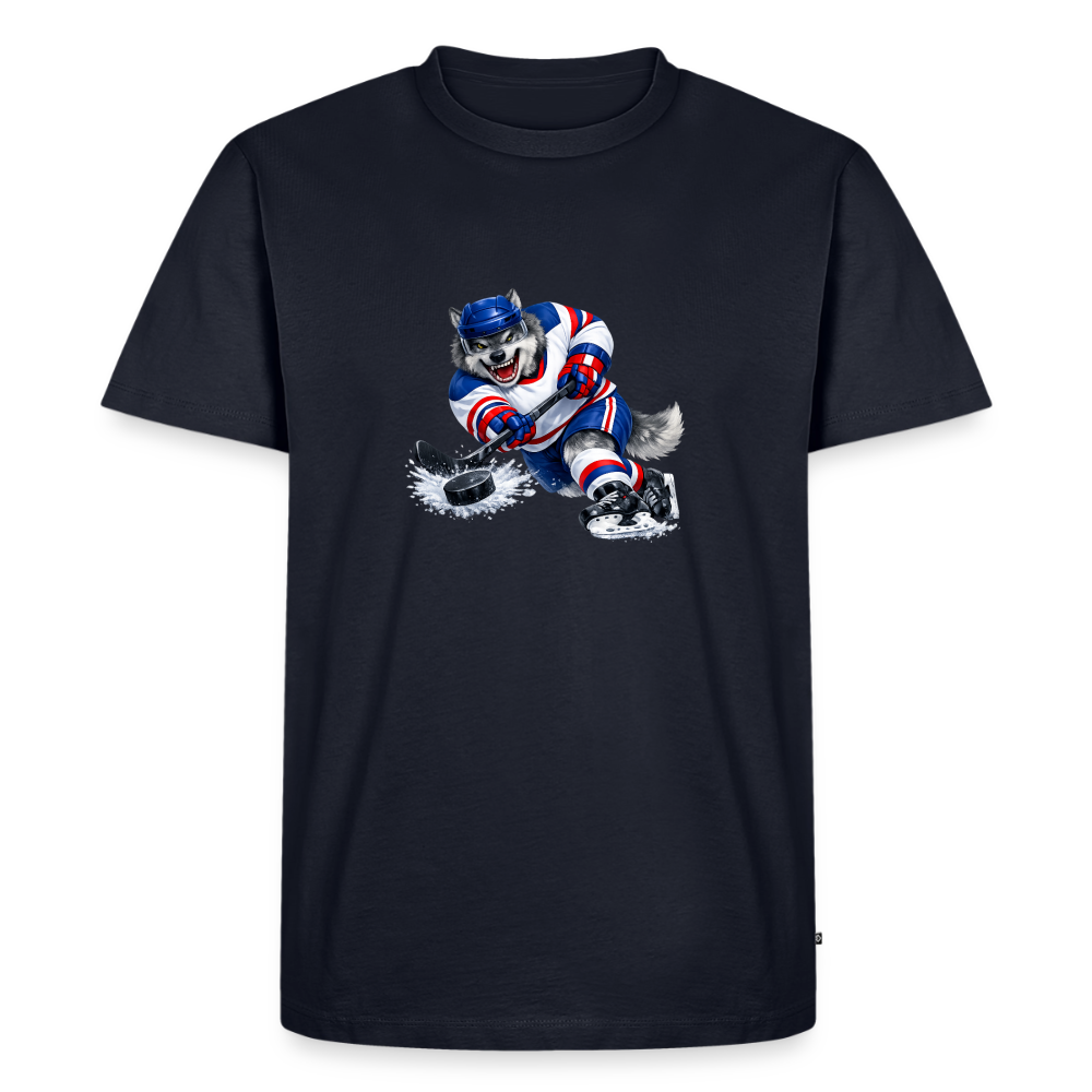 Premium T-Shirt "Hockey Wolf" - Navy
