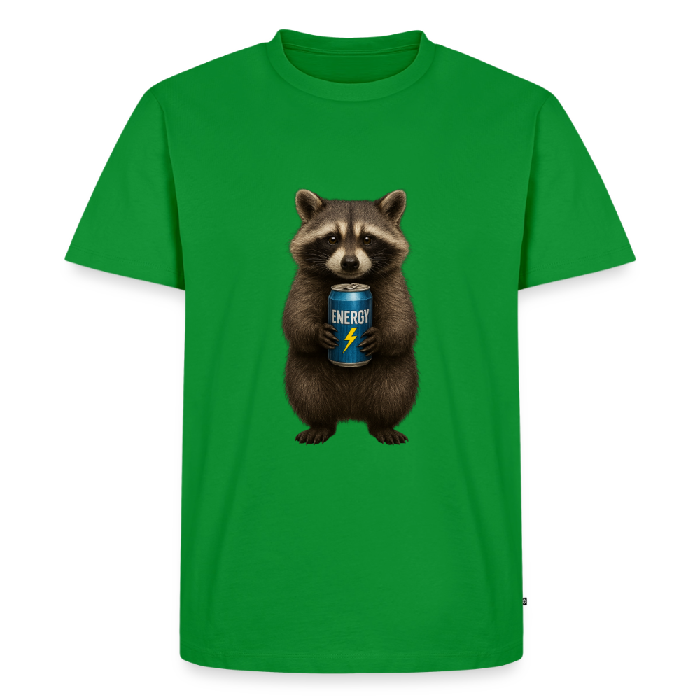 Premium T-Shirt "Energy Waschbär" - Grün