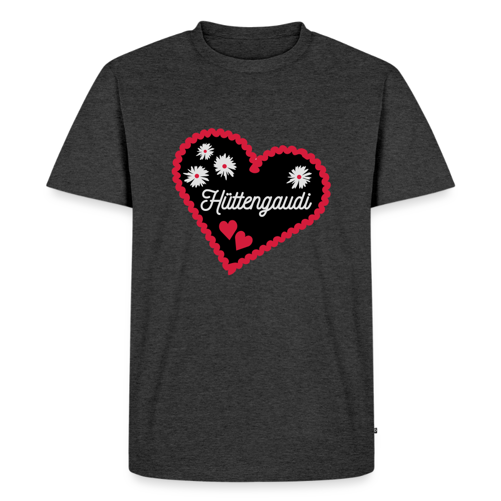 Premium T-Shirt "Hüttengaudi" - Anthrazit meliert