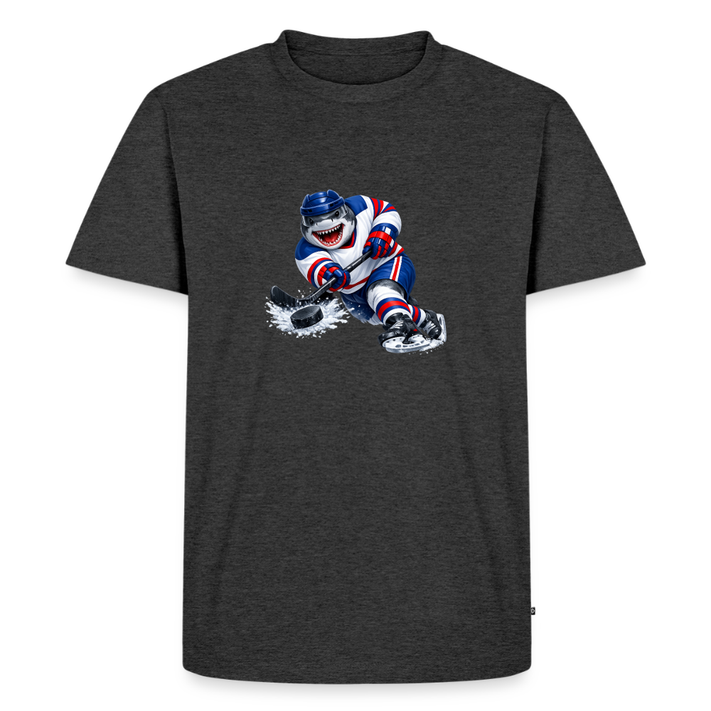 Premium T-Shirt "Hockey Hai" - Anthrazit meliert