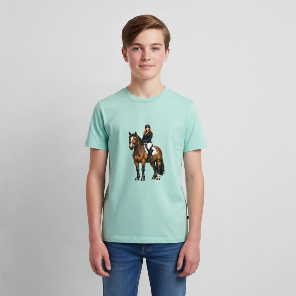 Premium T-Shirt "Frau auf Pferd" - Mint 
