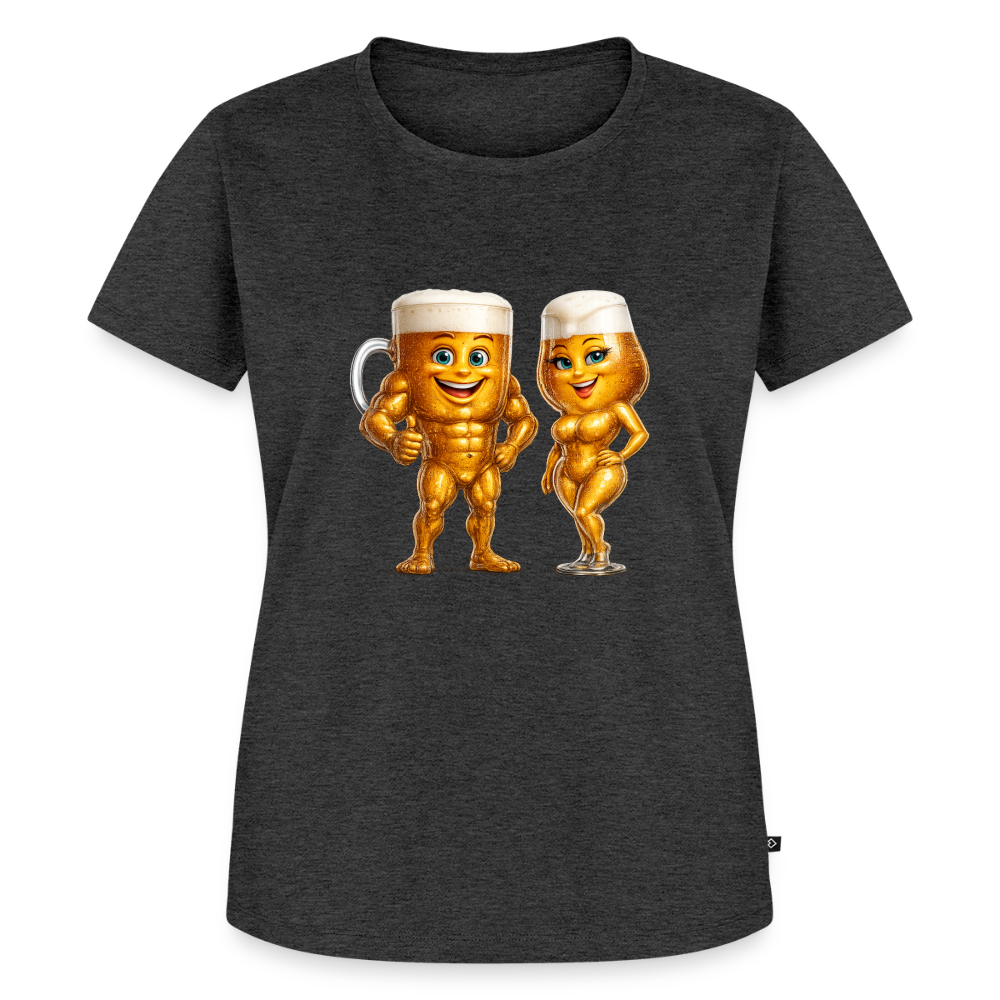 Premium T-Shirt "Bierpärchen" - Anthrazit meliert