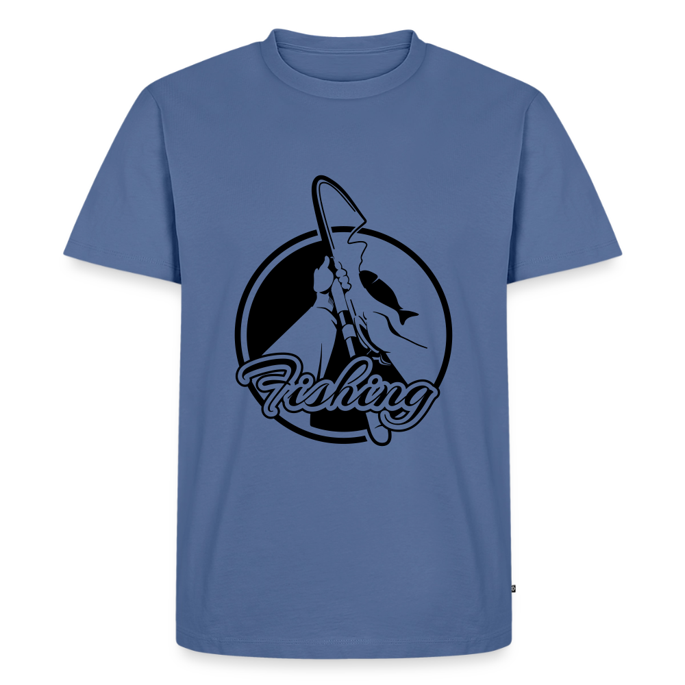 Premium T-Shirt "Fishing" - Taubenblau