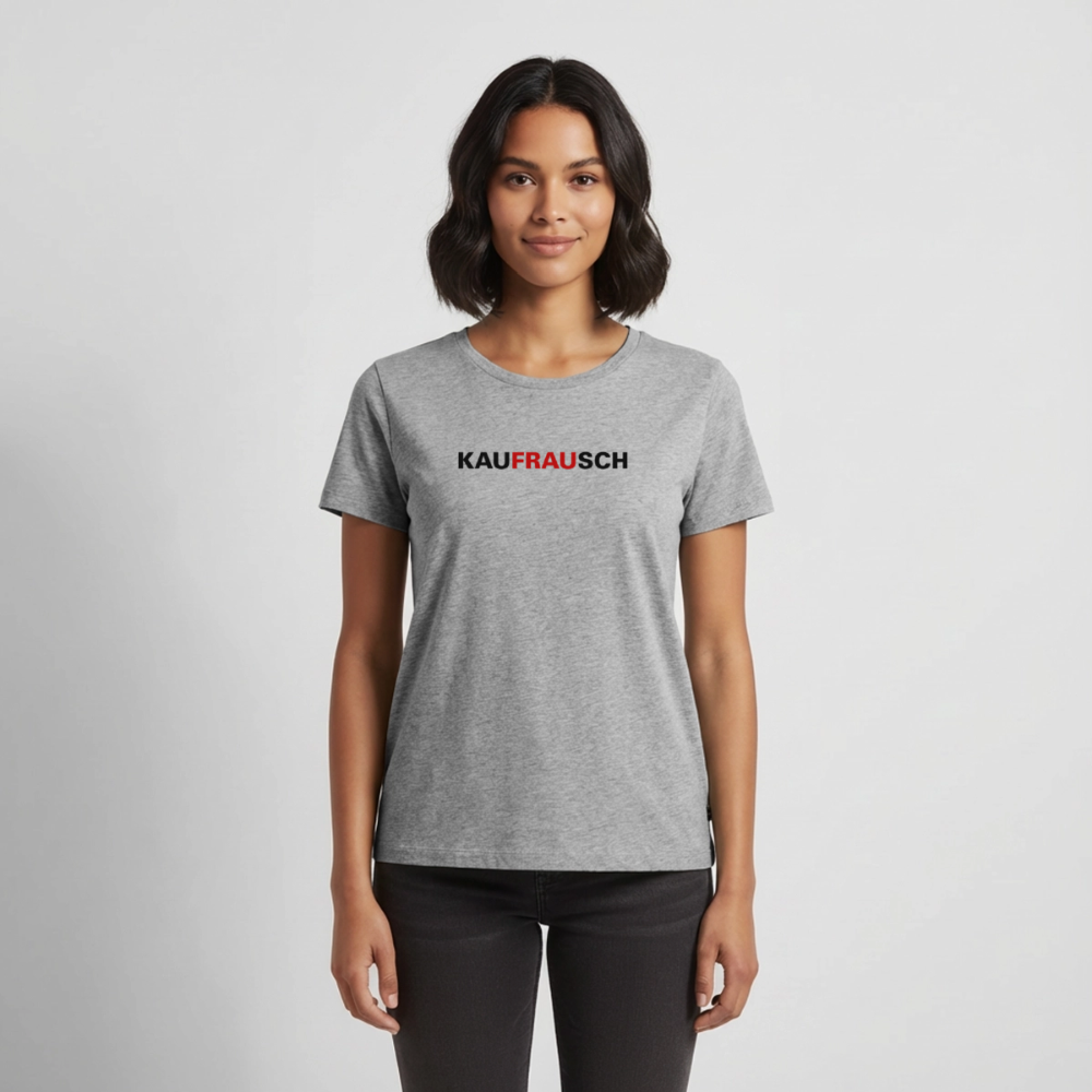 Premium T-Shirt "Kaufrausch" - Grau meliert